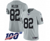 Men's Oakland Raiders #82 Luke Willson Limited Silver Inverted Legend 100th Season Football Jersey