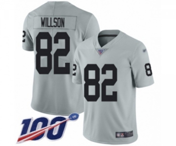 Men's Oakland Raiders #82 Luke Willson Limited Silver Inverted Legend 100th Season Football Jersey