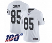Men's Oakland Raiders #85 Derek Carrier White Vapor Untouchable Limited Player 100th Season Football Jersey