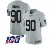 Men's Oakland Raiders #90 Johnathan Hankins Limited Silver Inverted Legend 100th Season Football Jersey