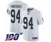 Men's Oakland Raiders #94 Eddie Vanderdoes White Vapor Untouchable Limited Player 100th Season Football Jersey