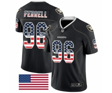 Men's Oakland Raiders #96 Clelin Ferrell Black USA Flag Fashion Limited Football Jersey