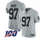 Men's Oakland Raiders #97 Josh Mauro Limited Silver Inverted Legend 100th Season Football Jersey Men's Oakland Raiders #97 Josh Mauro Limited Silver Inverted Legend 100th Season Football Jersey