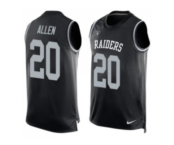 Nike Oakland Raiders #20 Nate Allen Black Team Color Men's Stitched NFL Limited Tank Top Jersey