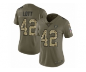 Women Nike Oakland Raiders #42 Ronnie Lott Limited Olive Camo 2017 Salute to Service NFL Jersey