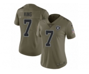 Women Nike Oakland Raiders #7 Marquette King Limited Olive 2017 Salute to Service NFL Jersey