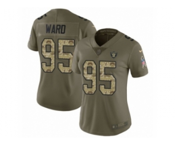 Women Nike Oakland Raiders #95 Jihad Ward Limited Olive Camo 2017 Salute to Service NFL Jersey