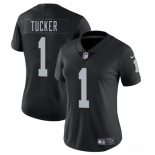 Women's Las Vegas Raiders #1 Tre Tucker Black 2025 Vapor Football Stitched Jersey
