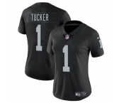 Women's Las Vegas Raiders #1 Tre Tucker Black 2025 Vapor Football Stitched Jersey