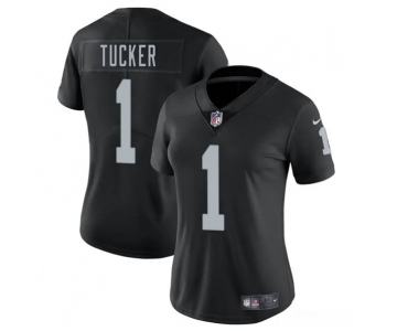 Women's Las Vegas Raiders #1 Tre Tucker Black 2025 Vapor Football Stitched Jersey