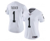 Women's Las Vegas Raiders #1 Tre Tucker White 2025 Vapor Football Stitched Jersey