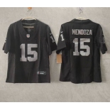 Women's Las Vegas Raiders #15 Fernando Mendoza Black 2026 Draft F.U.S.E. Vapor Football Stitched Jersey Women's Las Vegas Raiders #15 Fernando Mendoza Black 2026 Draft F.U.S.E. Vapor Football Stitched Jersey