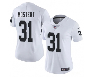 Women's Las Vegas Raiders #31 Raheem Mostert White 2025 Vapor Football Stitched Jersey