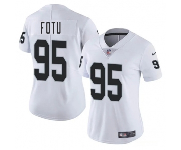 Women's Las Vegas Raiders #95 Leki Fotu White 2025 Vapor Football Stitched Jersey