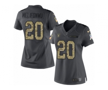 Women's Nike Oakland Raiders #20 Obi Melifonwu Limited Black 2016 Salute to Service NFL Jersey