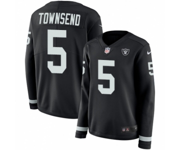 Women's Nike Oakland Raiders #5 Johnny Townsend Limited Black Therma Long Sleeve NFL Jersey