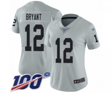 Women's Oakland Raiders #12 Martavis Bryant Limited Silver Inverted Legend 100th Season Football Jersey