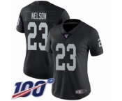 Women's Oakland Raiders #23 Nick Nelson Black Team Color Vapor Untouchable Limited Player 100th Season Football Jersey