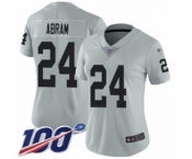 Women's Oakland Raiders #24 Johnathan Abram Limited Silver Inverted Legend 100th Season Football Jersey