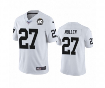 Women's Oakland Raiders #27 Trayvon Mullen White 60th Anniversary Vapor Untouchable Limited Player 100th Season Football Jersey
