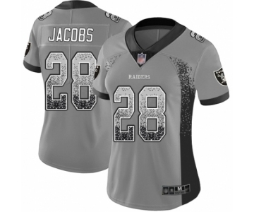 Women's Oakland Raiders #28 Josh Jacobs Limited Gray Rush Drift Fashion Football Jersey