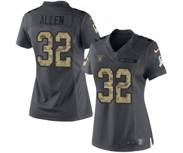 Women's Oakland Raiders #32 Marcus Allen Limited Black 2016 Salute to Service Football Jersey