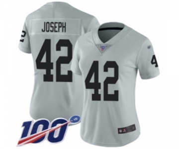 Women's Oakland Raiders #42 Karl Joseph Limited Silver Inverted Legend 100th Season Football Jersey
