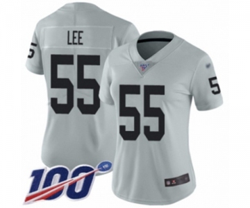 Women's Oakland Raiders #55 Marquel Lee Limited Silver Inverted Legend 100th Season Football Jersey