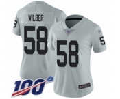 Women's Oakland Raiders #58 Kyle Wilber Limited Silver Inverted Legend 100th Season Football Jersey
