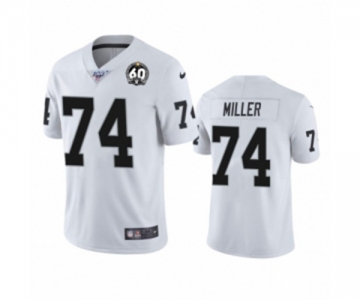 Women's Oakland Raiders #74 Kolton Miller White 60th Anniversary Vapor Untouchable Limited Player 100th Season Football Jersey
