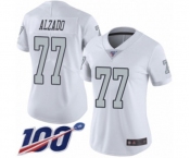 Women's Oakland Raiders #77 Lyle Alzado Limited White Rush Vapor Untouchable 100th Season Football Jersey