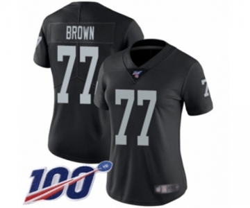 Women's Oakland Raiders #77 Trent Brown Black Team Color Vapor Untouchable Limited Player 100th Season Football Jersey