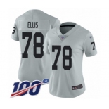 Women's Oakland Raiders #78 Justin Ellis Limited Silver Inverted Legend 100th Season Football Jersey