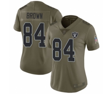 Women's Oakland Raiders #84 Antonio Brown Limited Olive 2017 Salute to Service Football Jersey