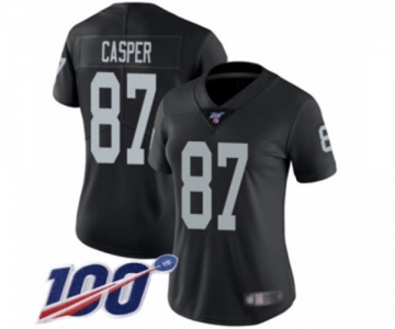 Women's Oakland Raiders #87 Dave Casper Black Team Color Vapor Untouchable Limited Player 100th Season Football Jersey