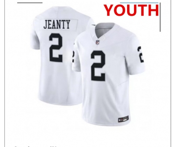 Youth Las Vegas Raiders #2 Ashton Jeanty White 2025 F.U.S.E. Vapor Stitched Football Jersey