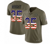 Youth Nike Oakland Raiders #35 Shareece Wright Limited Olive USA Flag 2017 Salute to Service NFL Jersey
