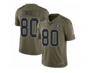 Youth Nike Oakland Raiders #80 Jerry Rice Limited Olive 2017 Salute to Service NFL Jersey
