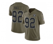 Youth Nike Oakland Raiders #92 P.J. Hall Olive Stitched NFL Limited 2017 Salute to Service Jersey