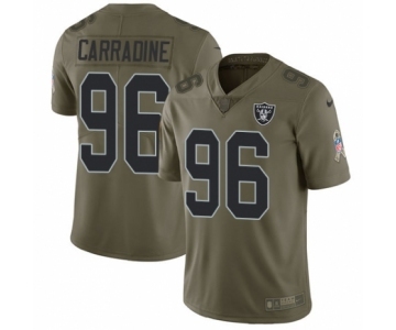 Youth Nike Oakland Raiders #96 Cornellius Carradine Limited Olive 2017 Salute to Service NFL Jersey