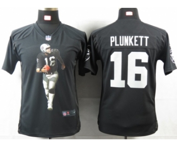nike youth nfl jerseys oakland raiders #16 plunkett black[portrait fashion]