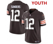 Youth Cleveland Browns #12 Shedeur Sanders Brown 2025 Vapor Limited Football Stitched Jersey