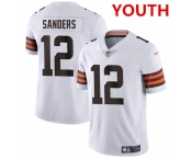 Youth Cleveland Browns #12 Shedeur Sanders White 2025 Vapor Limited Football Stitched Jersey