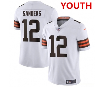 Youth Cleveland Browns #12 Shedeur Sanders White 2025 Vapor Limited Football Stitched Jersey