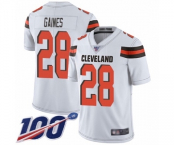 Youth Cleveland Browns #28 Phillip Gaines White Vapor Untouchable Limited Player 100th Season Football Jersey