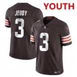 Youth Cleveland Browns #3 Jerry Jeudy Brown Vapor Limited Stitched Football Jersey Youth Cleveland Browns #3 Jerry Jeudy Brown Vapor Limited Stitched Football Jersey