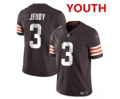 Youth Cleveland Browns #3 Jerry Jeudy Brown Vapor Limited Stitched Football Jersey Youth Cleveland Browns #3 Jerry Jeudy Brown Vapor Limited Stitched Football Jersey