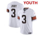 Youth Cleveland Browns #3 Jerry Jeudy White Vapor Limited Stitched Football Jersey Youth Cleveland Browns #3 Jerry Jeudy White Vapor Limited Stitched Football Jersey