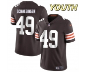 Youth Cleveland Browns #49 Carson Schwesinger Brown Vapor Untouchable Limited Stitched Football Jersey Youth Cleveland Browns #49 Carson Schwesinger Brown Vapor Untouchable Limited Stitched Football Jersey