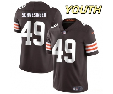 Youth Cleveland Browns #49 Carson Schwesinger Brown Vapor Untouchable Limited Stitched Football Jersey